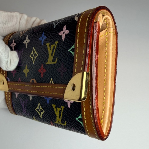 Louis Vuitton x Murakami Black Porte Monnaie Plat Coin Wallet Case With Box - Picture 6 of 11